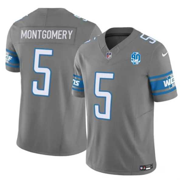 Men & Women & Youth Detroit Lions #5 David Montgomery Gray 2023 F.U.S.E. 90th Anniversary Vapor Untouchable Limited Stitched Jersey